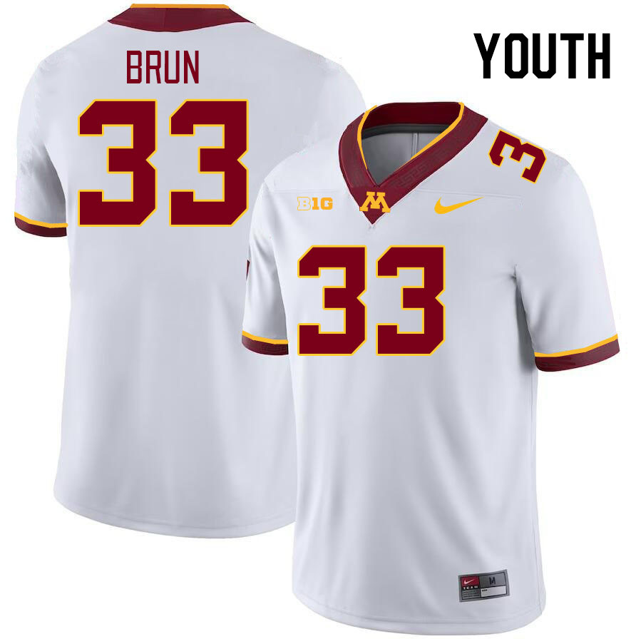 Youth #33 Harrison Brun Minnesota Golden Gophers College Football Jerseys Stitched-White